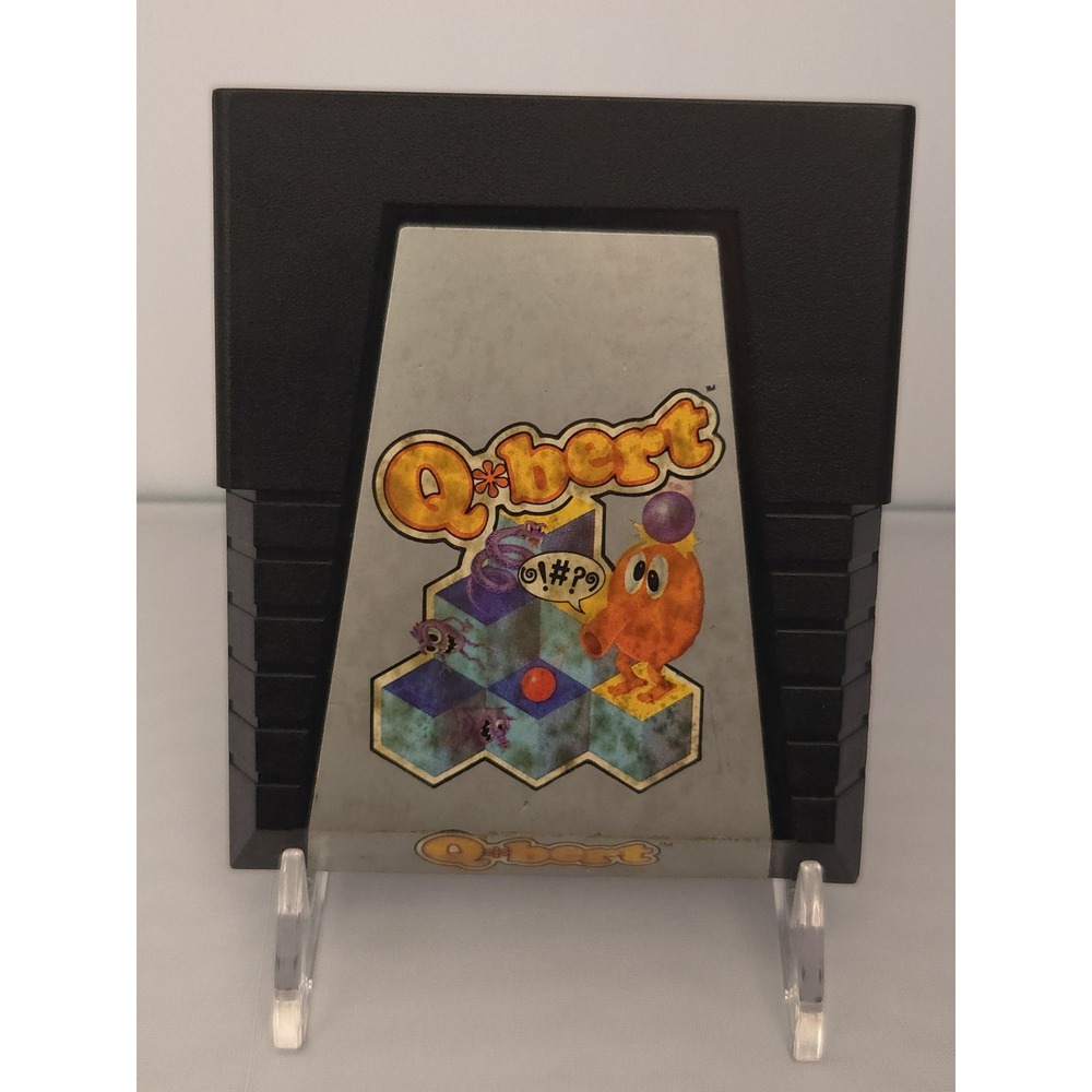 Q*bert (Atari 2600, 1983) Game Cartridge - Silver Label‎ - Tested & Working